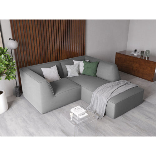 Cosmopolitan Design - Modulaire hoekbank rechts Siena 3-zits, flueel grijs - 180x186x69cm