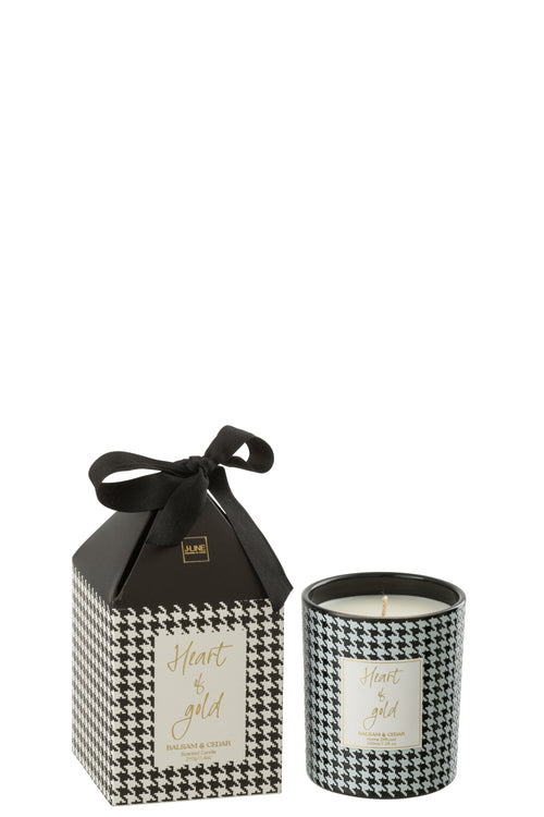 J-Line geurkaars Heart - glas - wit/zwart - small - vtwonen shop