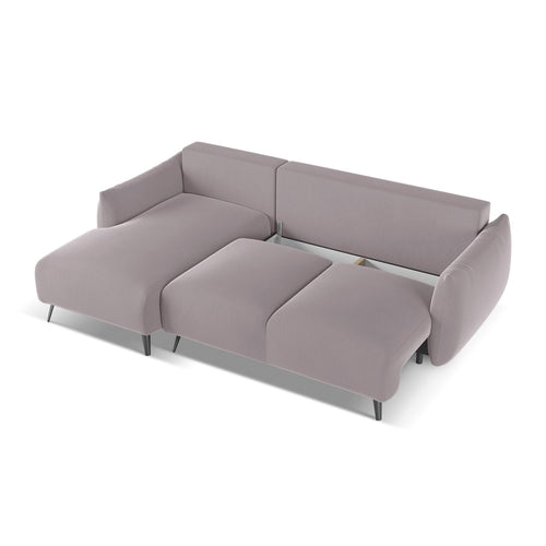 LaMiaSofa hoekbank links Genova - velours - lavendel - 242x162x86