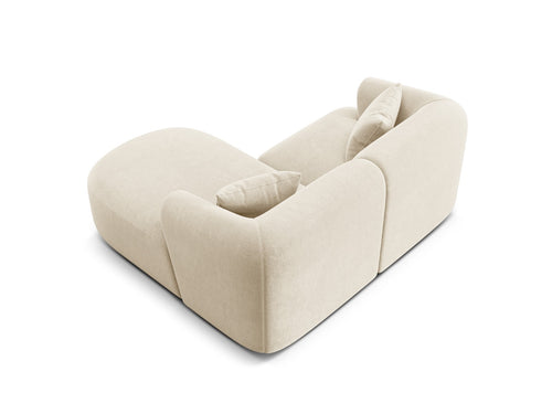 Cosmopolitan Design Modulaire hoekbank rechts Campi 3-zits, flueel lichtbeige - 156x180x70cm