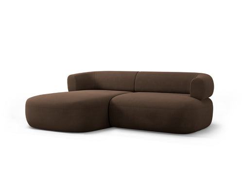 Micadoni linker hoekbank Jenny 5-zits, flueel chocolade - 145x200x73cm