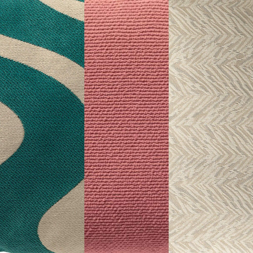 KUSSENSET - 3-delig - Blush Wave - 45x45 cm, 30x50 cm - inclusief binnenkussens - roze, blauw, beige