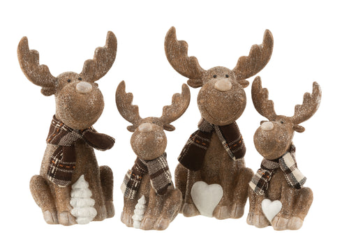 J-Line kerstfiguur Rendier Sjaal - polyresin - bruin - large - 2 stuks - vtwonen shop