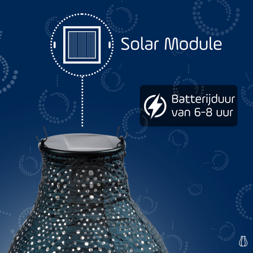 Lumiz solar lampion - ikat bulb - 16 cm - petrol - vtwonen shop
