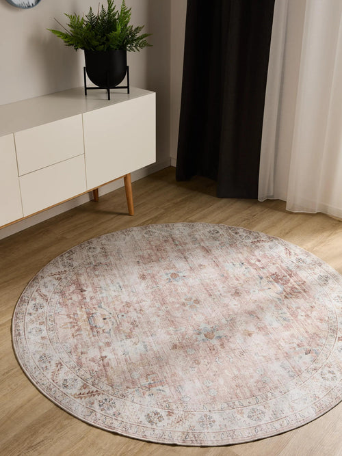 benuta wasbaar vloerkleed George - roze - ø 120 cm
