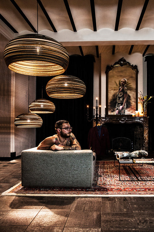 Think Paper hanglamp Dandy - 1 lichts - 64  x 200   cm - bruin - vtwonen shop