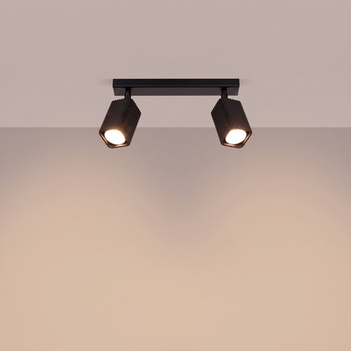 Sollux Lighting Plafondlamp RAYO 2 zwart - 30x6x16,5cm