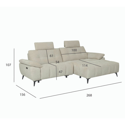 Furnhouse chaise longue bank rechts Colorado - Crème wit - Stof - 156x268x107