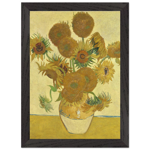 Poster met Lijst Vincent van Gogh - Zonnebloemen (1888)   - A4 21x29.7 cm - Geel