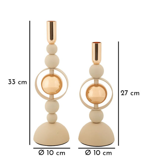 Mauro Ferretti kaarsenhouder - set van 2 - crème/goud