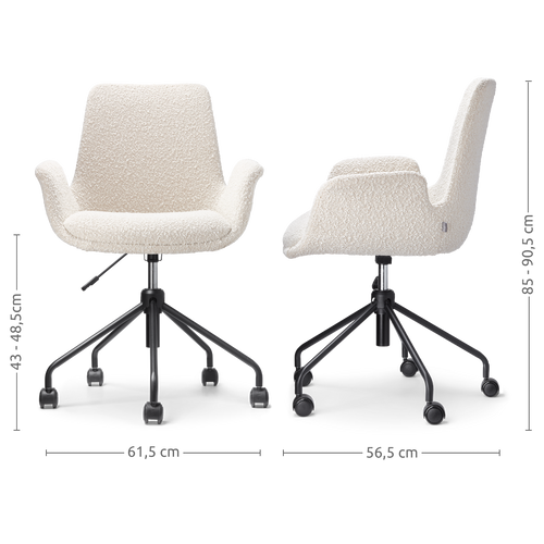 Nolon Nout-Eef Bureaustoel Bouclé Beige - Armleuning - Zwart Onderstel - vtwonen shop