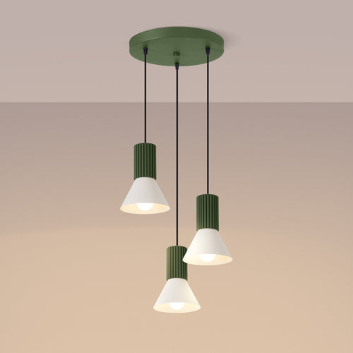 Sollux Lighting Hanglamp ESTRIA 3P beige/olijfgroen - 30x30x120cm