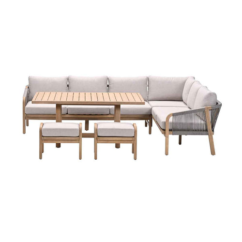 Santos lounge-diningset - 5-dlg.-rechts-acaciahout met white wash-sand