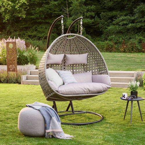 Home Deluxe - Polyrattan hangstoel TWIN | Kleur: Grijs - vtwonen shop