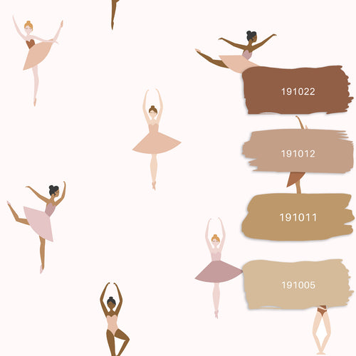 ESTAhome behang ballerina's terracotta en lila roze - 53 cm x 10.05 m - 139536