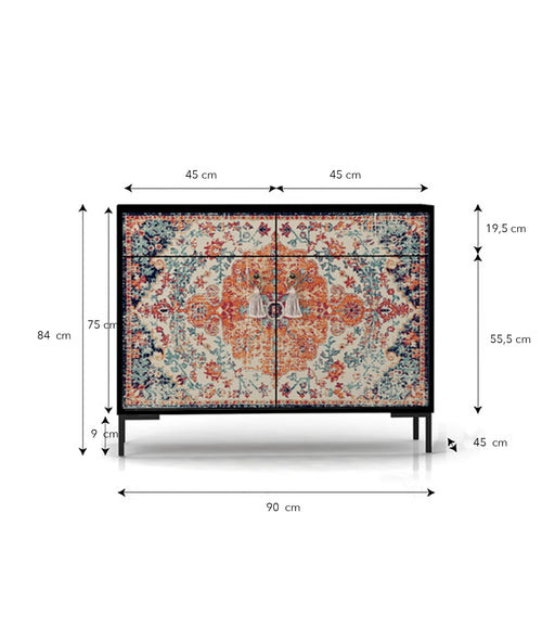 Dressoir MDF 2 deuren en 2 lades met vintage tapijtprint - vtwonen shop