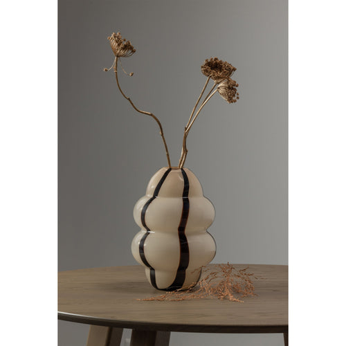 WOOOD vaas met streep Kency - Glas - Naturel/Zwart - Set van 2 - vtwonen shop
