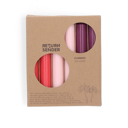 Return to Sender Dinerkaarsen 17 cm - Set met 3 kleuren - Roze