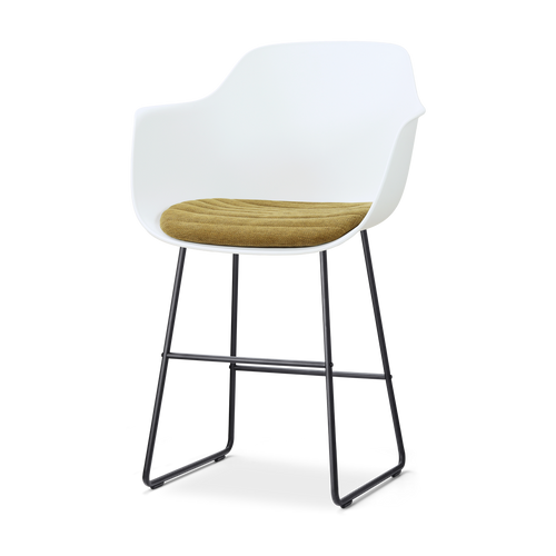 Nolon Nino-Liz barkruk wit met mosgroen zitkussen - zwart onderstel - 65 cm