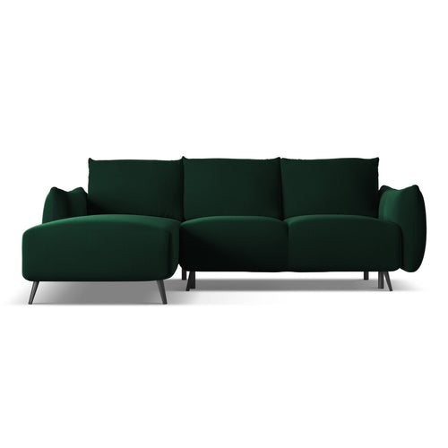 LaMiaSofa hoekbank links Genova - velours - flessengroen - 242x162x86