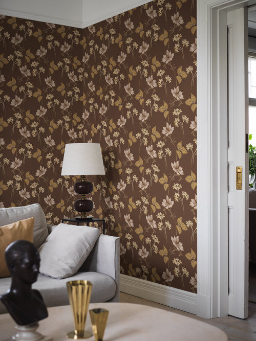Borastapeter behang bloemen bruin - 53 cm x 10.05 m - 660837 - vtwonen shop