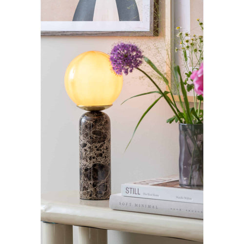 Leitmotiv tafellamp Lazio Sphere - bruin - Ø15cm