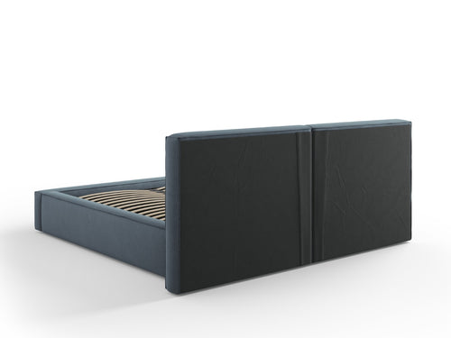 Cosmopolitan Design Opbergbed met dubbel hoofdbord Arendal 180x200cm, structurele stof, blauw - 228x234x97.5cm