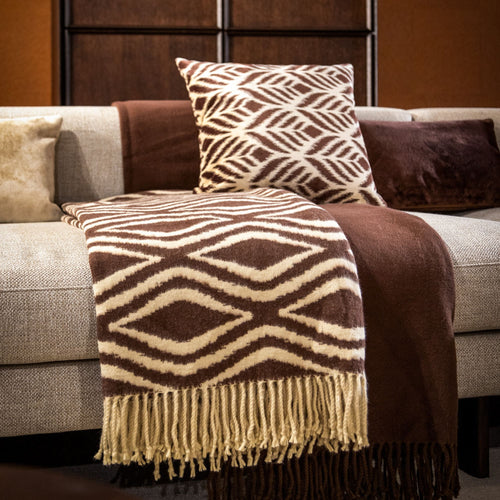 Hoii plaid Amorella - 150x200 cm - Geometrisch - Bruin - vtwonen shop