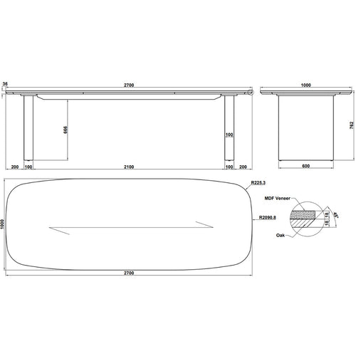 DÉJA Eettafel Meira Bruin Eiken 270cm