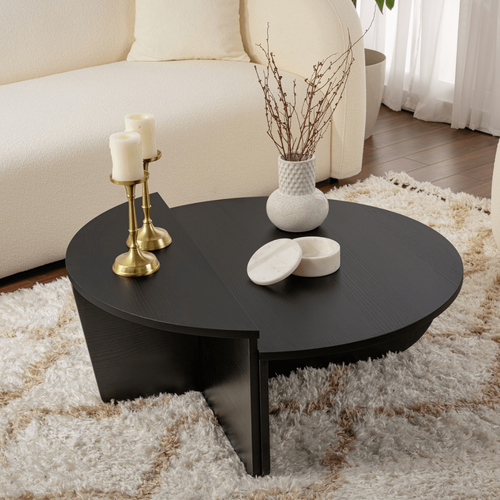 Calicosy - ORION Set van 2 salontafels - Licht hout - 90x90x35 cm