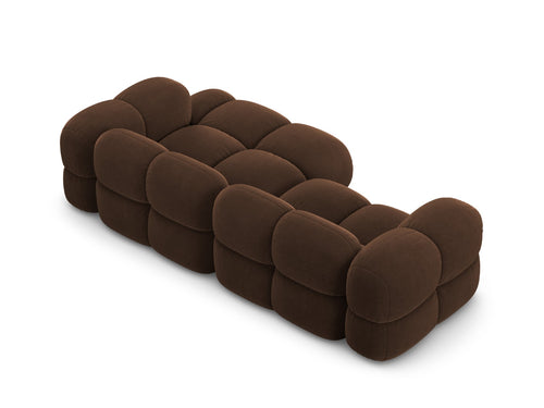 Cosmopolitan Design rechter hoekbank Loretto 3-zits, flueel chocolade - 147x250x68cm