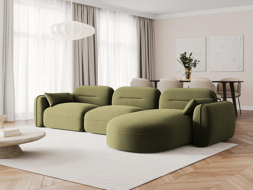 Cosmopolitan Design Modulaire hoekbank rechts Sydney 4-zits, flueel, lichtgroen - 165x320x70cm