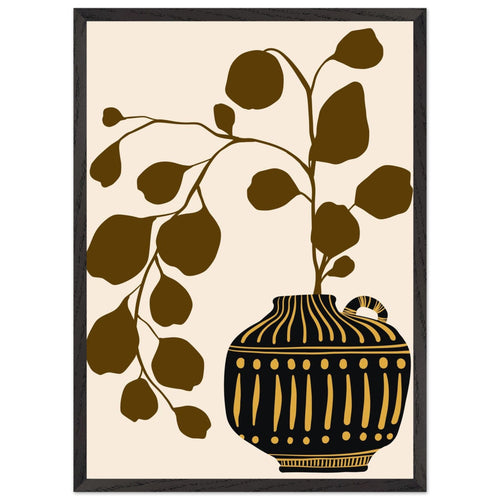 Artfulprints Poster met Lijst Boho – Golden vase   - 50x70 cm - Bruin