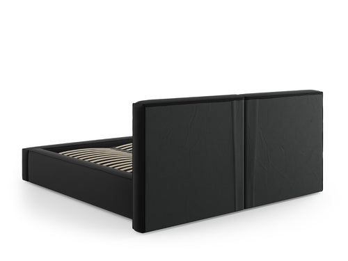 Cosmopolitan Design Opbergbed met dubbel hoofdbord Arendal 160x200cm, flueel, zwart - 228x214x97.5cm
