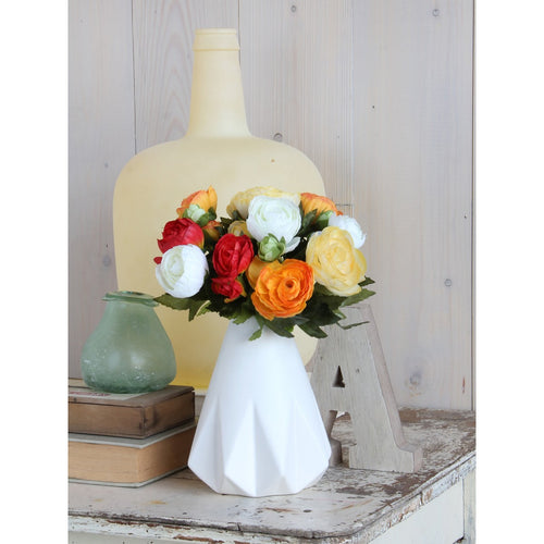 Mica Decorations Ranonkels Kunstbloemen Boeket - H22 x Ø19 cm - Oranje