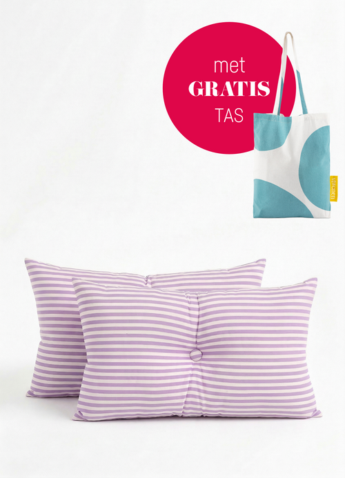 vtwonen - Sierkussens - Gestreept - Set van 2 - Lila - 35x55cm
