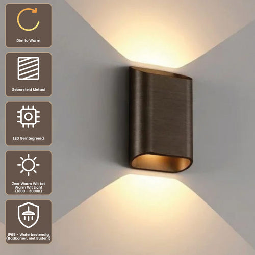 Artdelight Wandlamp Diaz S - Donker Antiek Brons - Dim To Warm