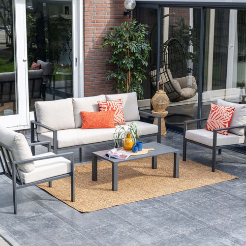 Garden Impressionsloungeset Durban 4-delig - donker grijs - desert sand