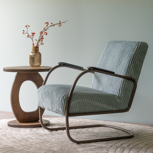 Spinder Design Retro Fauteuil - Brede ribstof - Chocolate Brown/Hazy Blue