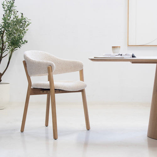 DÉJA Living Eetkamerstoel Uppsala - Beige/Naturel Stof - Set van 2