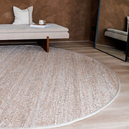 Interieur05 Rond Wollen Vloerkleed Lichtbruin Vik - 200 x 200 cm - vtwonen shop