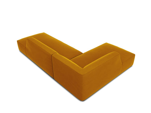 Micadoni linker hoekbank Ruby 4-zits, flueel, geel - 180x273x69cm