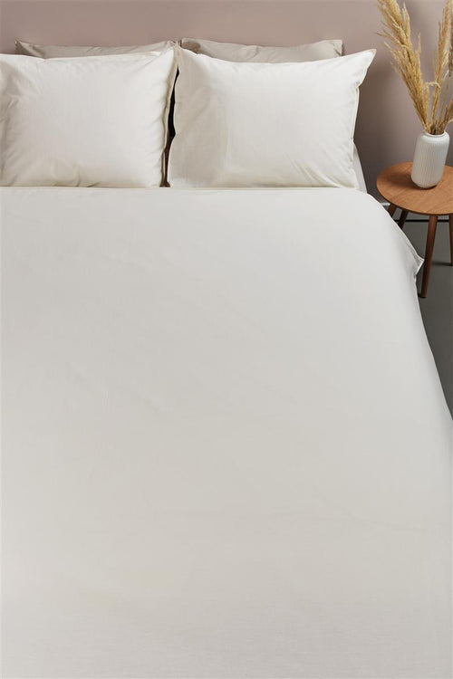 Ambiante Cotton Uni dekbedovertrek - Effen - Eenpersoons - 140x200/220 - Gebroken wit