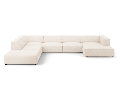 Cosmopolitan Design Panoramische hoekbank links Arendal 7-zits, chenille, lichtbeige - 262x364x70cm