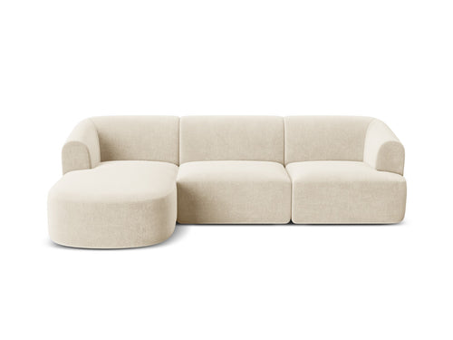 Cosmopolitan Design Modulaire hoekbank links Campi 4-zits, flueel lichtbeige - 156x256x70cm
