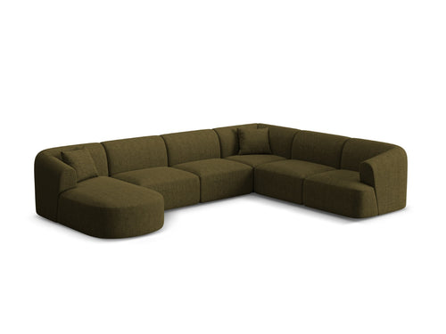 Cosmopolitan Design Modulaire panoramische hoekbank rechts Campi 7-zits, structurele stof groente - 255x330x70cm