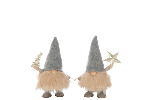 J-Line figuur Kerstman Ster + Boom - metaal - mix - large - 2 stuks