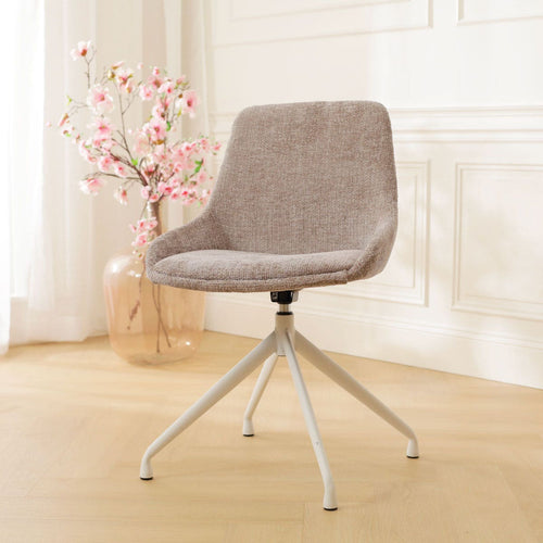 Nolon Nola-Isa Eetkamerstoel Bruin - Draaibaar Wit Onderstel - vtwonen shop