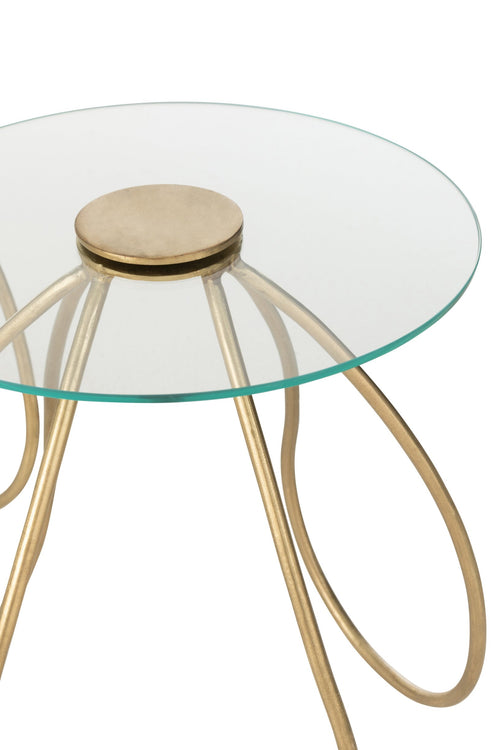 J-Line tafel Rond - metaal/glas - goud - 2 stuks