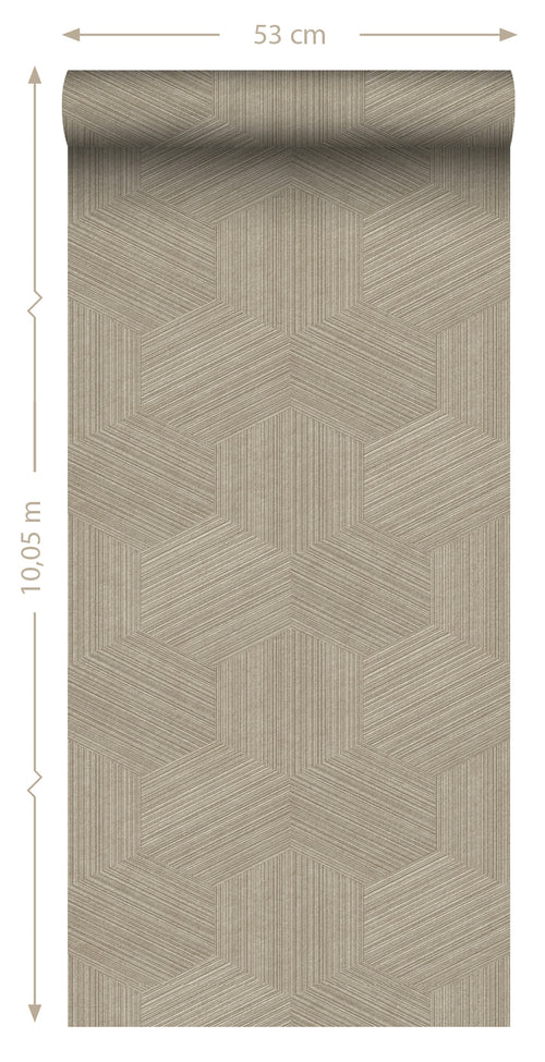 Origin Wallcoverings eco-texture vliesbehang grafisch 3D motief beige - 50 x 900 cm - 347942 - vtwonen shop